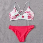 Женский купальник из двух частей с принтом в виде листьев комплект бикини размера плюс пляжный купальник бикини для женщин, Уличная обувь, повседневная пляжный купальный костюм #1G