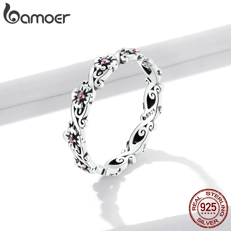 Женское кольцо с винтажным узором Bamoer из стерлингового серебра 925 пробы в стиле