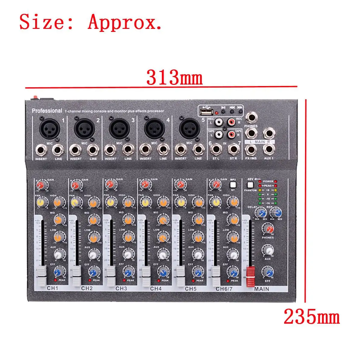 7 канальный студийный микшер для караоке LEORY профессиональный консольный