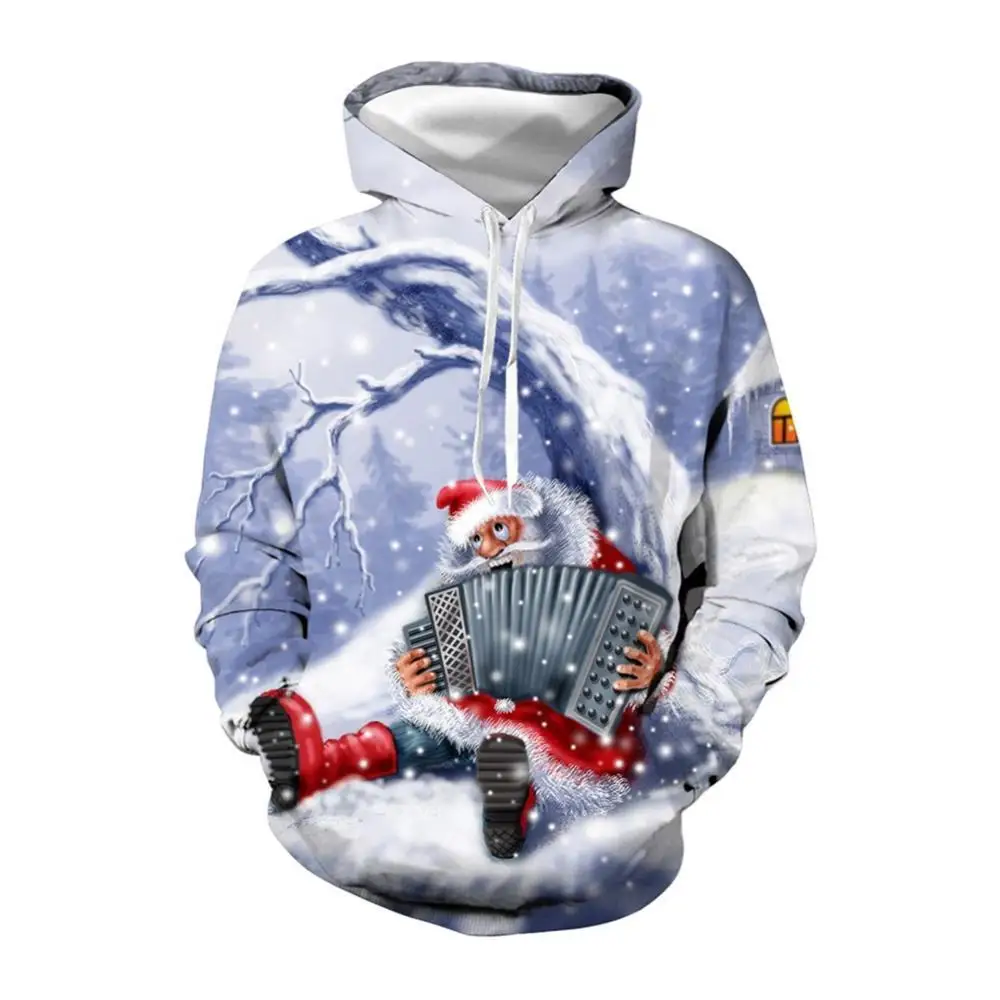

Unisex Hoodies Digital Print Christmas Santa Animal Long Sleeve Sweatshirts Drawstring Loose Casual Hoodie for Autumn Winter