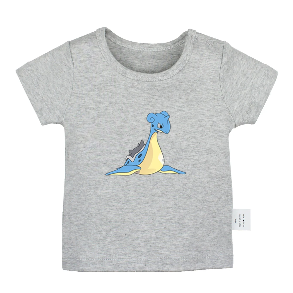 Футболки для новорожденных с рисунком Pokemon Dratini Gyarados Lapras Poliwag однотонные футболки