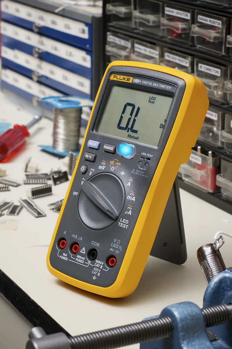 Fluke 18B+ светодиодный цифровой мультиметр переменного/постоянного напряжения
