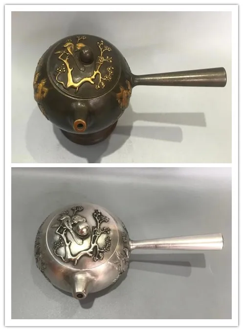 

Китайский чайник из чистой меди с цветами сливы статуя ремесла