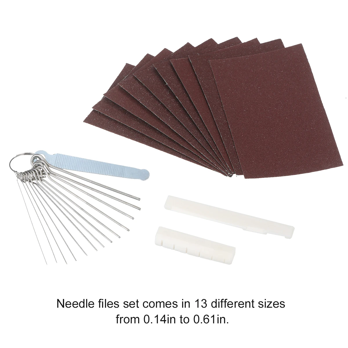 

6-струнная гайка и седло для акустической гитары, предварительно шлицевая костяная гайка с накидными напильниками, шлифовальная бумага 320/240...