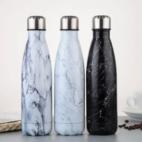 

500ML Water Bottle Vacuum Insulated Flask Thermal Sport Chilly Hot Cold Cup Stainless Steel Creative Mug Marble Head Cup