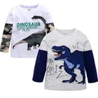 Детские футболки с длинным рукавом, детская одежда для мальчиков и девочек, топы для маленьких девочек и мальчиков, футболки для малышей с динозавром, повседневная одежда