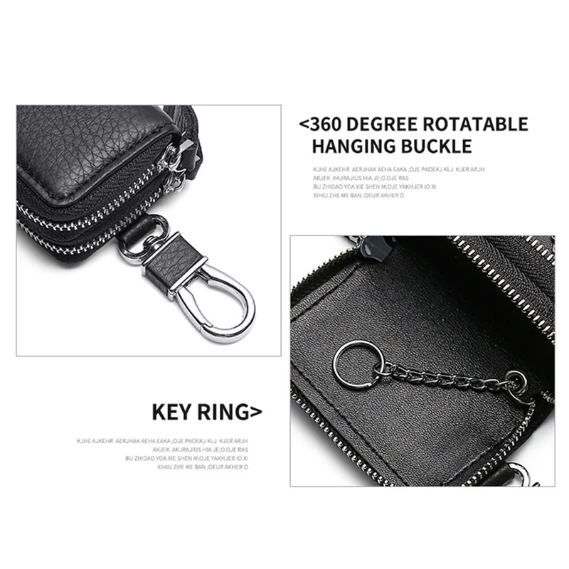 

ASDS-Multifunctional Double Zipper Car Key Case PU Leather Car Key Cover