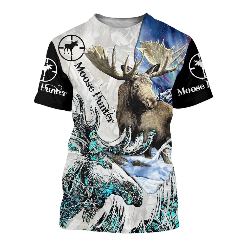 

Summer Fashion Men for women animal deer t-shirt Moose/Elk Hunter 3D Printed Harajuku Short sleeve T shirts Casual tops style-3