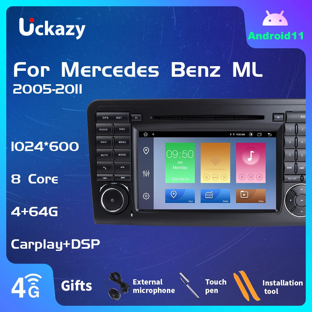 Автомобильный DVD-плеер Uckazy 2 Din Android 11 для Mercedes Benz M CLASS ML W164 X164 ML350 ML300 GL500 ML320 ML280 GL350