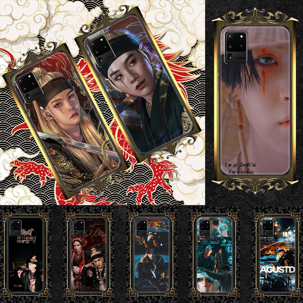 

Agust D Suga-compatible Phone case For Samsung Galaxy Note 4 8 9 10 20 S8 S9 S10 S10E S20 Plus UITRA Ultra black pretty hoesjes