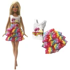 Комплект одежды для куклы NK розовое платье Радужная вечерние ссированная юбка вечернее платье для куклы Барби аксессуары Детская игрушка 5X