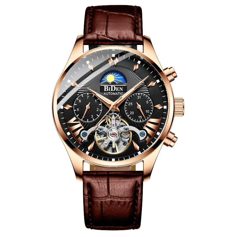 Брендовые классические мужские ретро часы автоматические механические турбийон