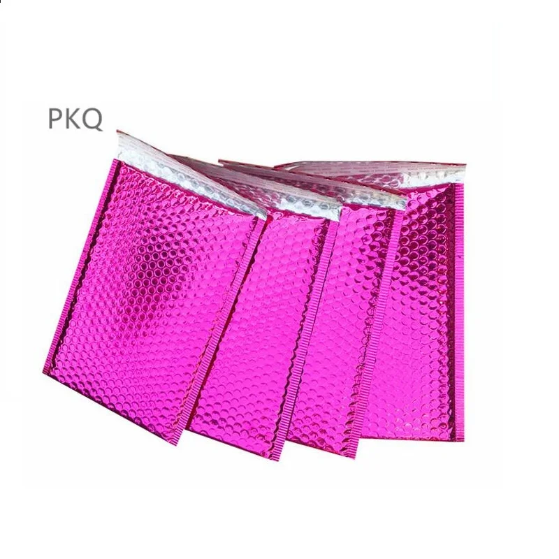 20Pcs/Lot Rose Red Bubble Mailer Padded Shipping Envelope Metallic Bubble Mailer Aluminum Foil Gift Bag Packaging
