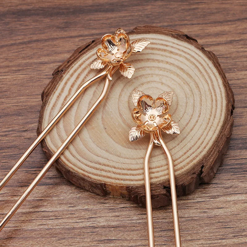 

Retro Hair Stick with 18x21mm Filigree Flower Metal Bun Hairpins Blank Findings for Wedding Bridal Hair Clip Multi-color