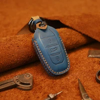car key case suitable for dongfeng peugeot citroen ds leather hand sewn car key cover crazy horse leather key case
