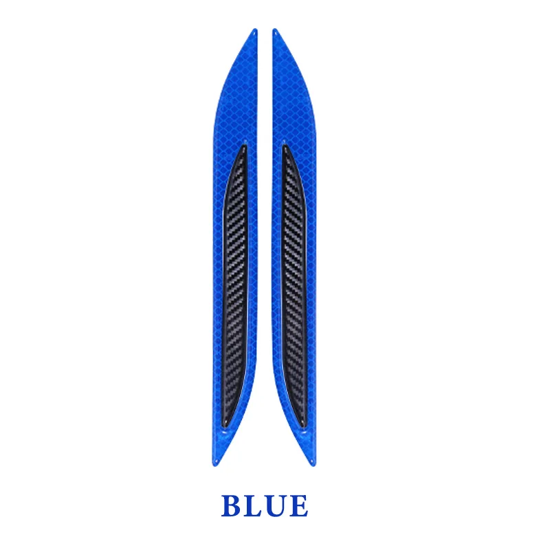 Style A Blue 2 шт. 3D автомобиля светоотражающие задние анти-столкновения полосы углеродного волокна бампер полоски Предупреждение льная лента Безопасный отражатель наклейки декор - Цвет: Style A Blue