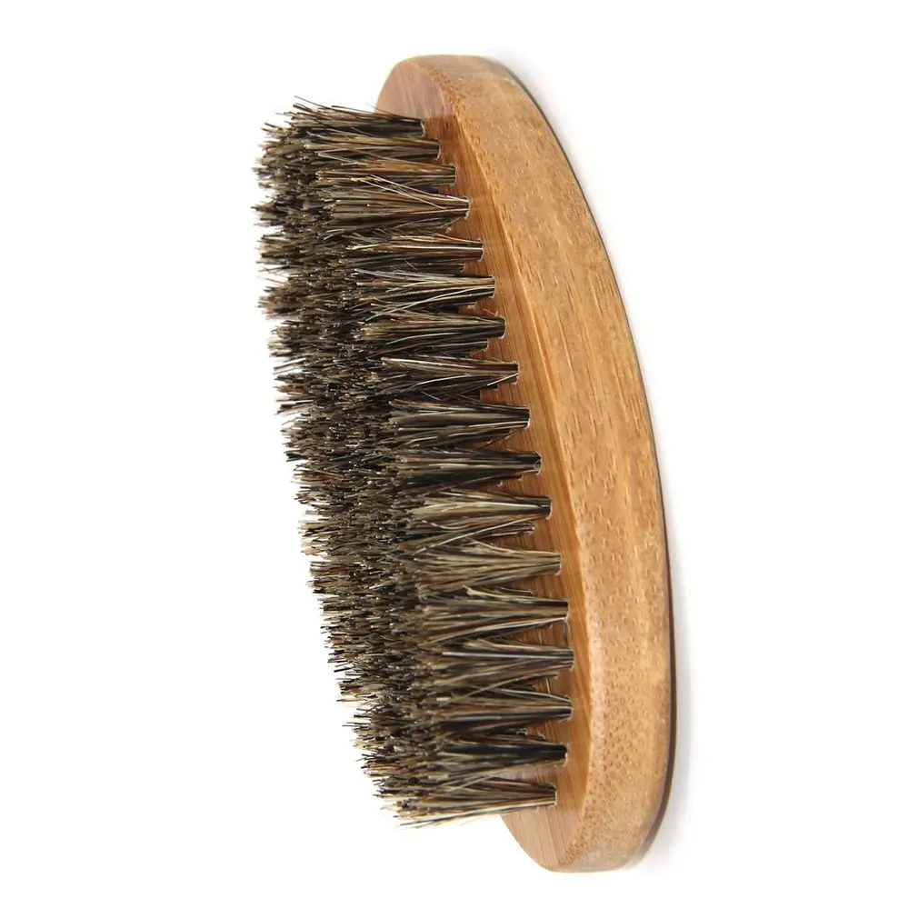 

Men Boar Hair Bristle Beard Mustache Brush Military Hard Round Wood Handle