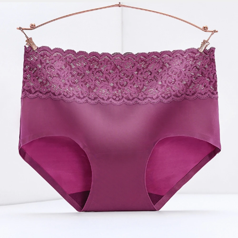 

Fashion Lace Sexy Panties New high quality Women Mid-high Waist Underwear Cotton Seamless Elastic Breathable Ice Silk Briefs