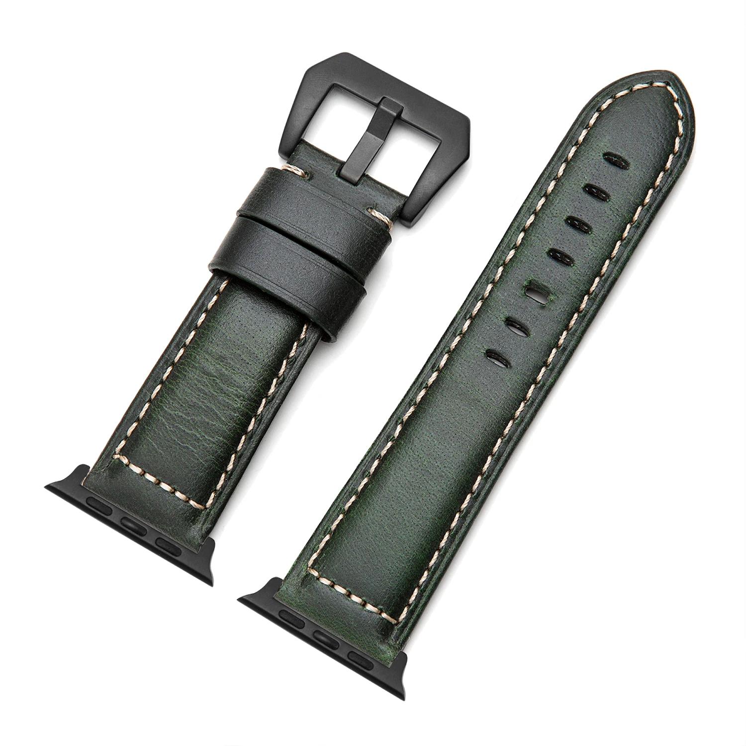 green bk adapter Ремешок Onthelevel из натуральной кожи для Apple Watch, ремешок 44 мм, 40 мм, ремешок для Apple Watch 42 мм, 38 мм, ремешок для iwatch# D - Цвет ремешка: green bk adapter