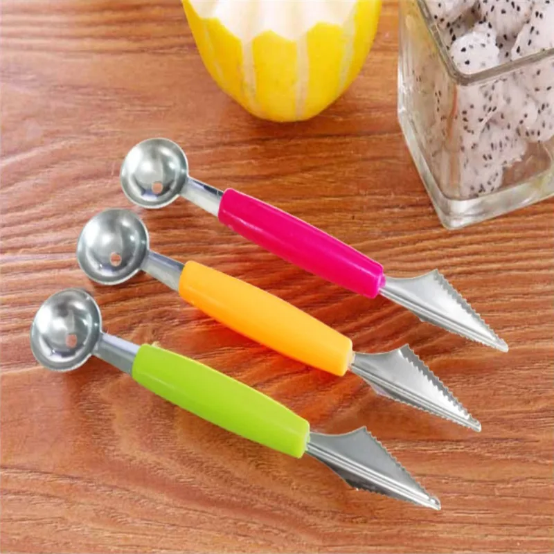 Двухсторонний нож для резьбы по фруктам из нержавеющей стали ложка фруктов