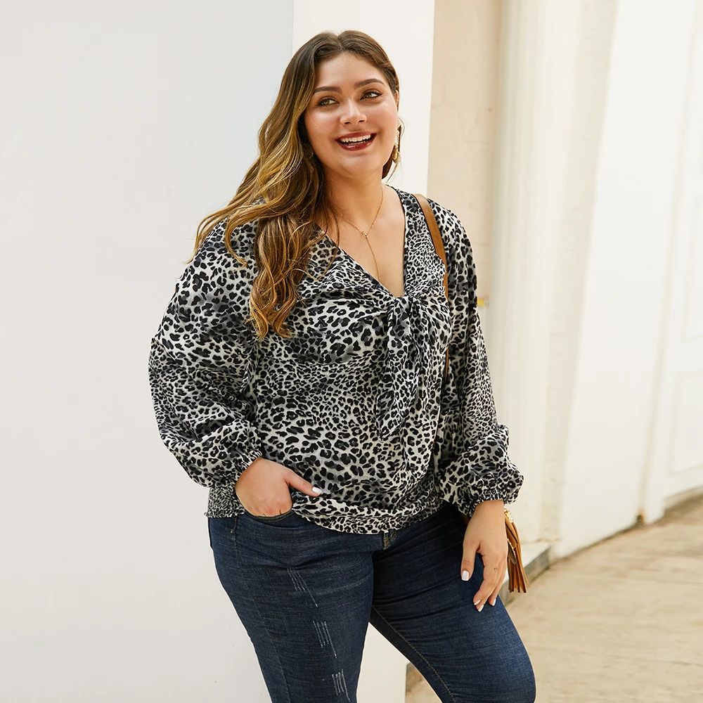 Весна 2020 размера плюс женская рубашка с длинным рукавом сексуальный v образный