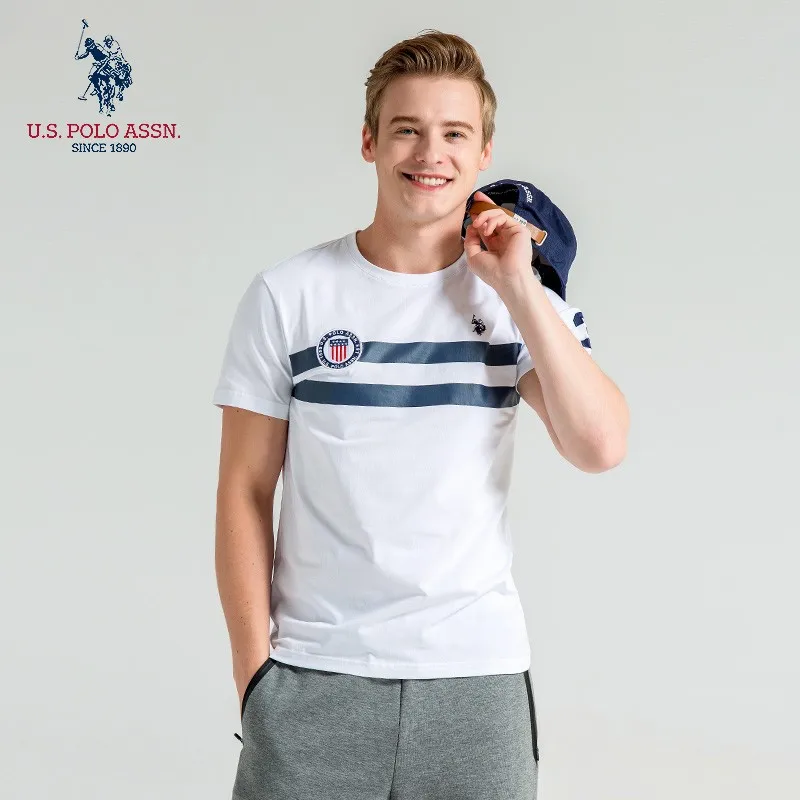 Us Polo Assn New Four Colors Men's Short Sleeve T-shirt Round Neck Cotton Fashion Trend Casual All-match Sports Shirt | Мужская