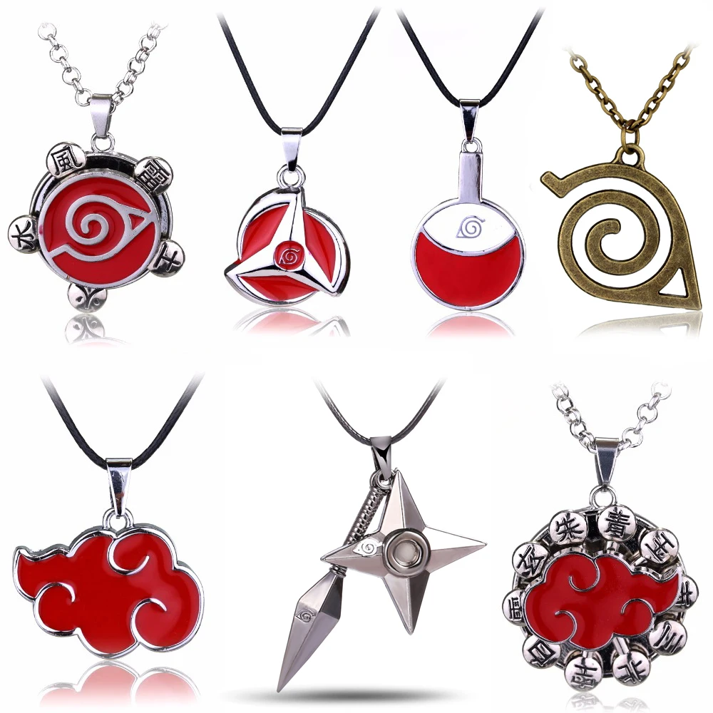 

Japan Anime Akatsuki Symbol Organization Red Cloud Sign Shuriken Ninja Dart Metal Pendant & Necklace Can Dropshipping