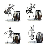 metal art pen pencil holder with a musician playing music desk organizer decorative office and school workspace durable