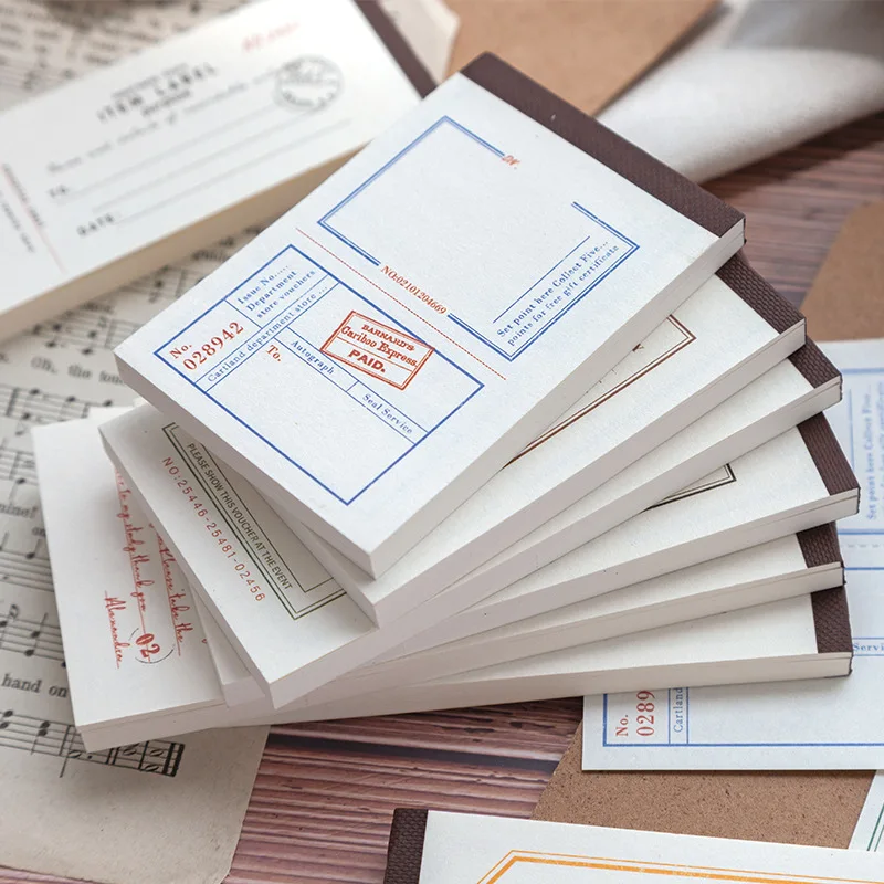 

50sheets Retro Label Memo Pad Note Book Journal DIY Material Decoration Stickers Memo Pad Scrapbooking Ins Stationery