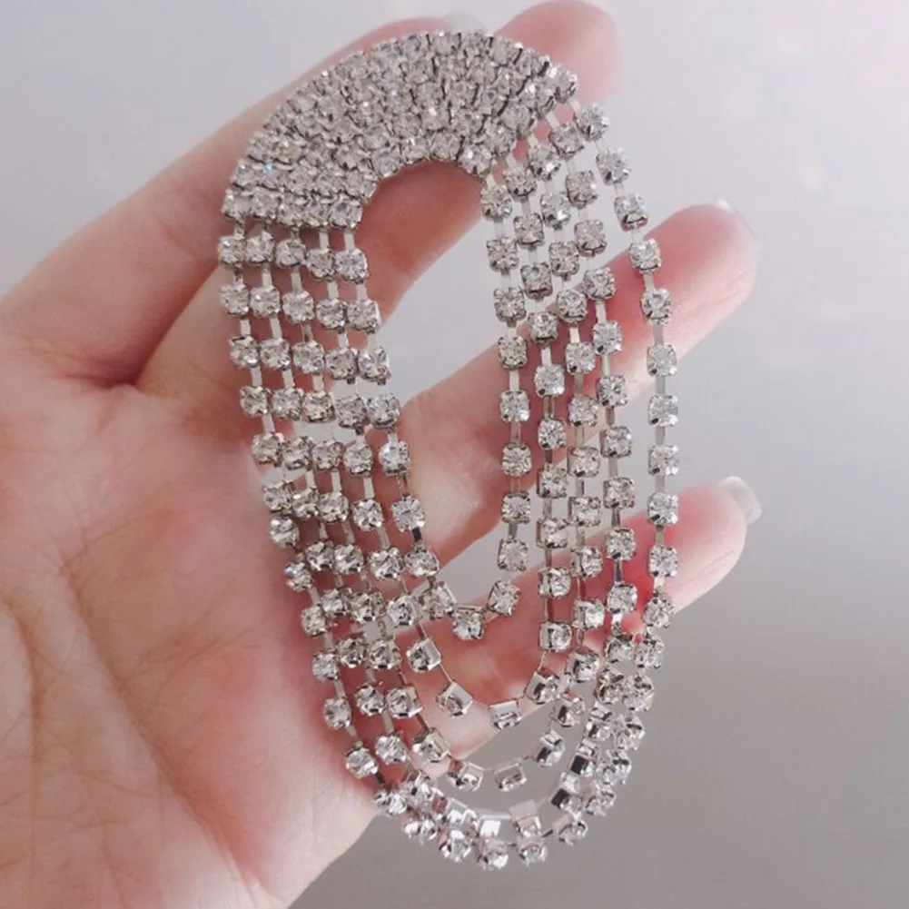 1 пара аксессуаров Rhinestone кисточкой круглые ювелирные изделия Кристалл женские Серьги Подвески Свадебные геометрические Висячие большой подарок водопад