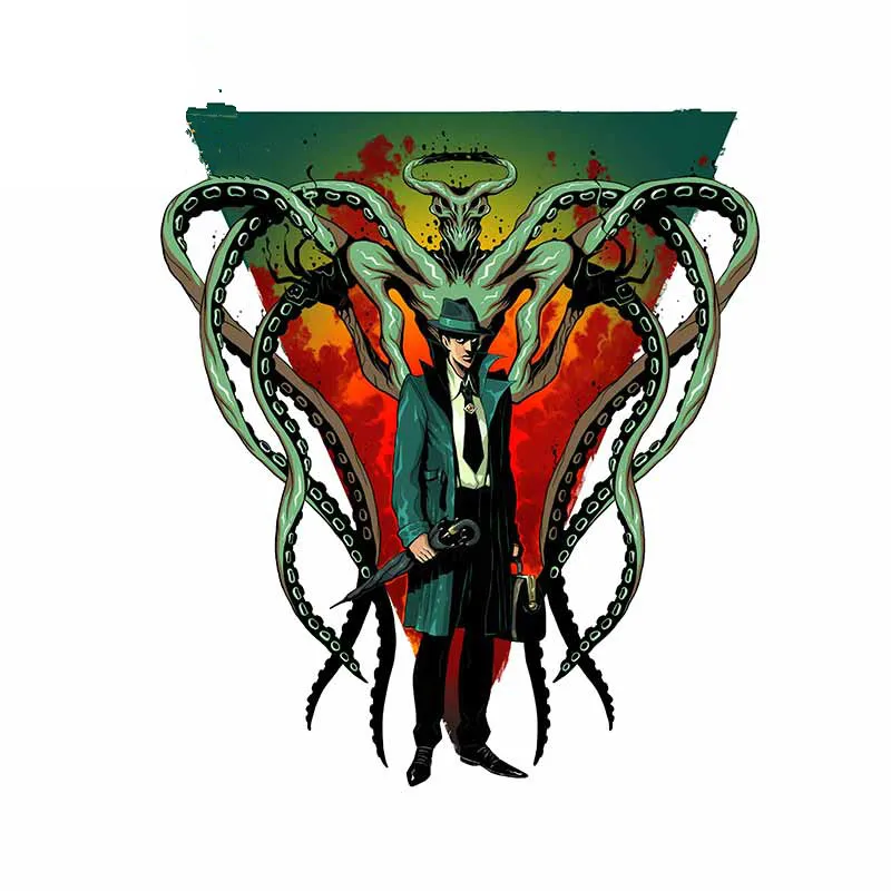 

for Man Suit Cthulhu Tentacles Anime Laptop Car Sticker Surfboard Windows Cartoon Refrigerator Decal KK 13cm x 11.6cm