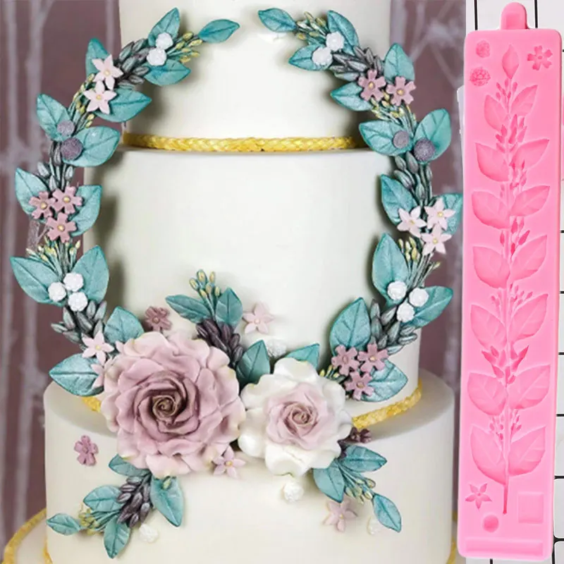 Цветок листья лоза торт границы силиконовые формы свадебный украшения