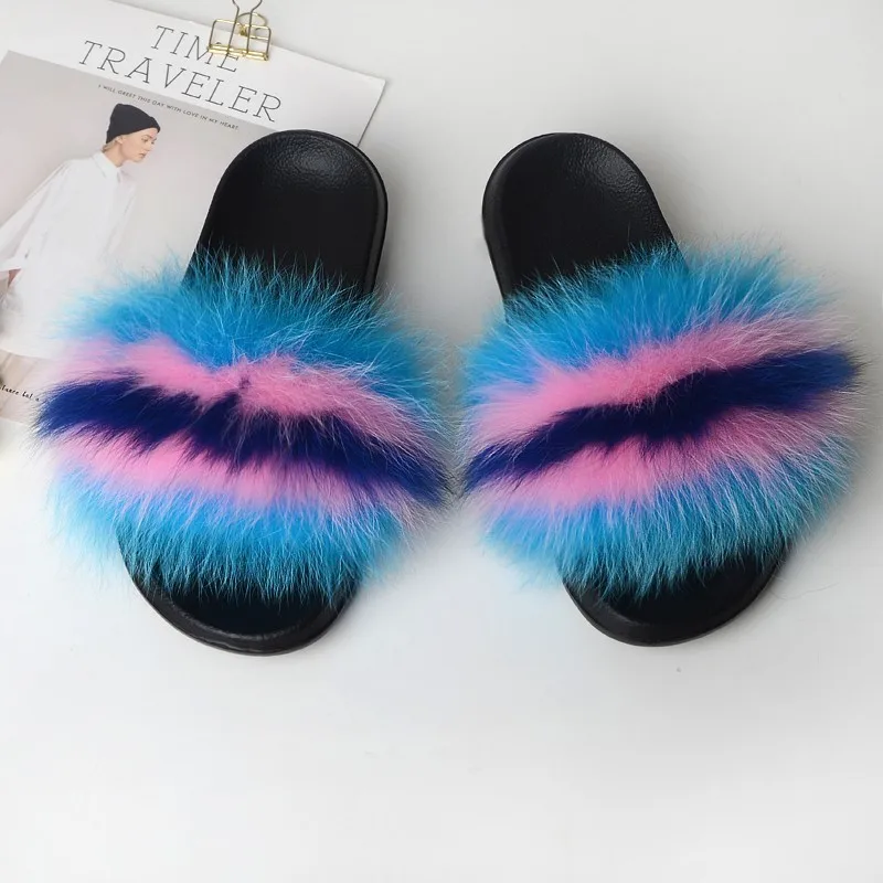 Women Slippers Home Furry Slides House Fluffy Flip Flops Woman Summer Shoes Real Fur Female Footwear Rubber 2020 Fashion | Обувь