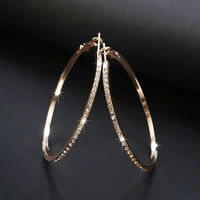 2019 top popular earrings with rhinestone circle earrings simple earrings big circle gold color hoop earrings for women