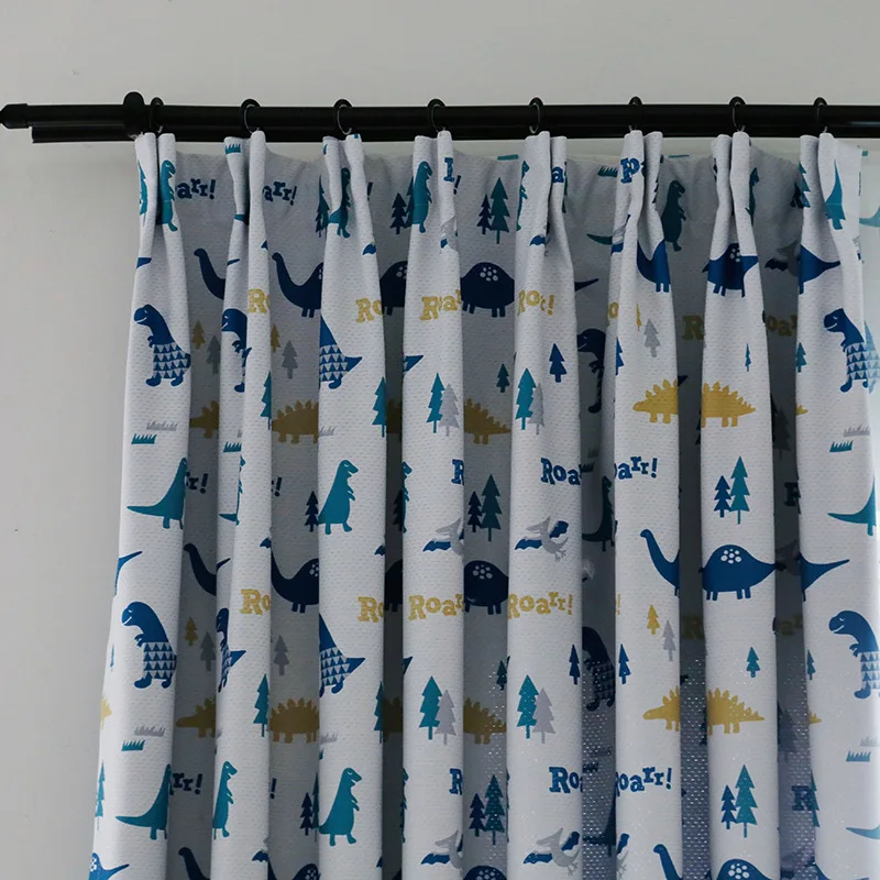 Modern Simple Small Dinosaur Blue Printing Shading Curtains for Living Dining Room Bedroom. | Дом и сад