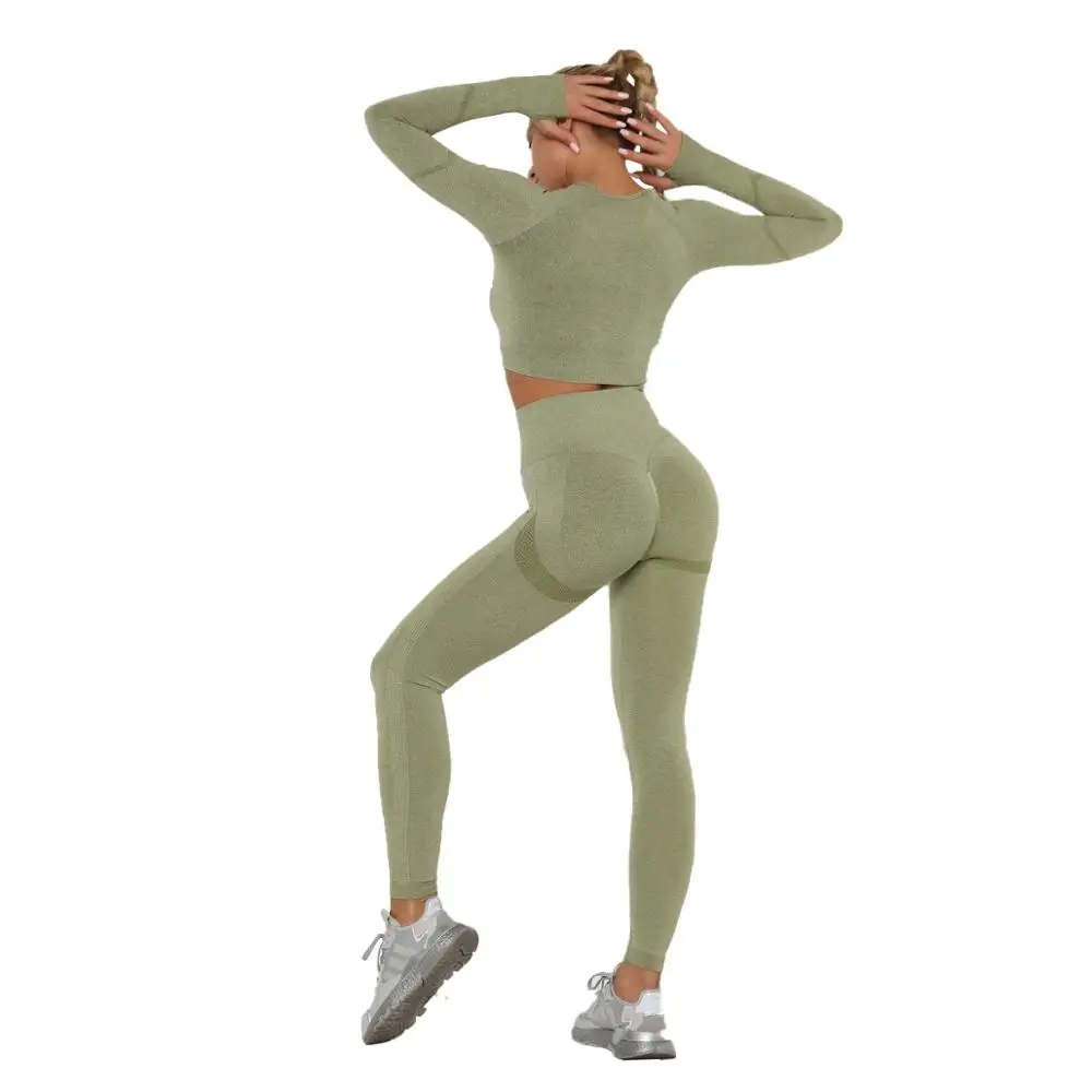 

Women's Sexy Seamless Yoga Wear High Waist Slim Long-Sleeved Trousers Sportswear Training Clothes Gym Leggings Yoga Clothings