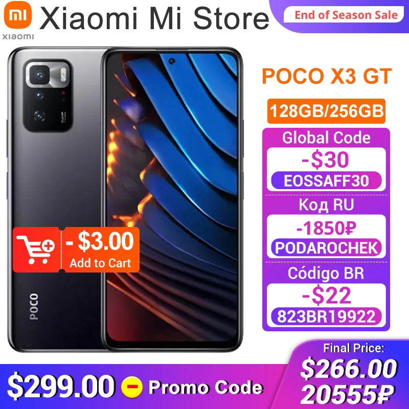 Смартфон глобальная версия POCO X3 GT 128 ГБ/256 ГБ Восьмиядерный процессор MTK Dimensity 1100