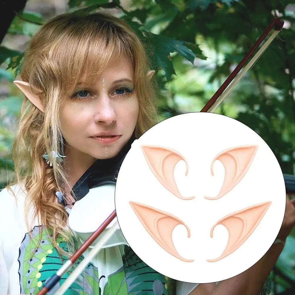 

1Pair Halloween Latex Elf Ears High Simulation Soft Ears Decor False Fairy Dress Hook Angel Cosplay Harmless Christmas Prop H8N3