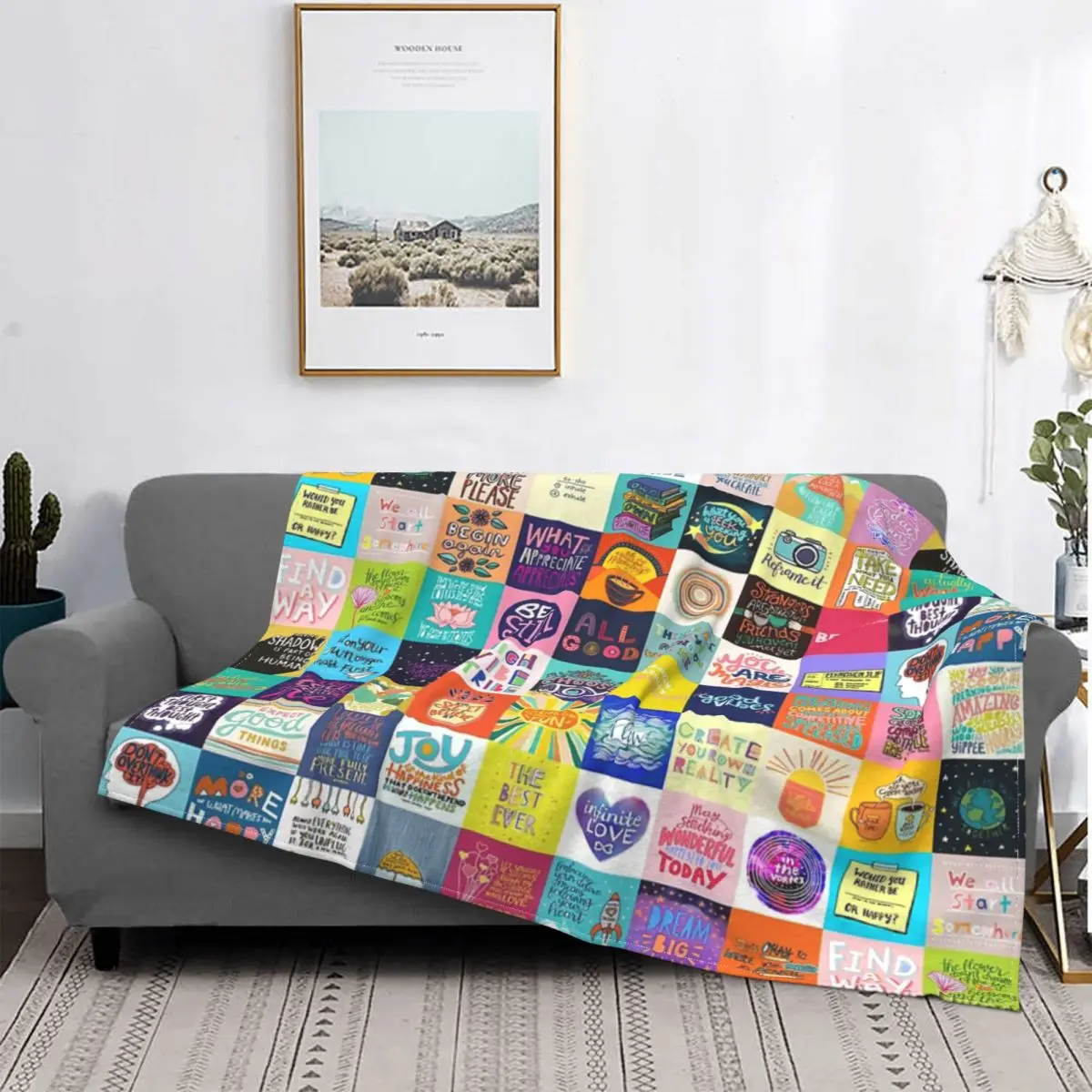 

Manta de retazos positividad, colcha a cuadros para cama, colchas, Sudadera con capucha, textil de lujo para el hogar