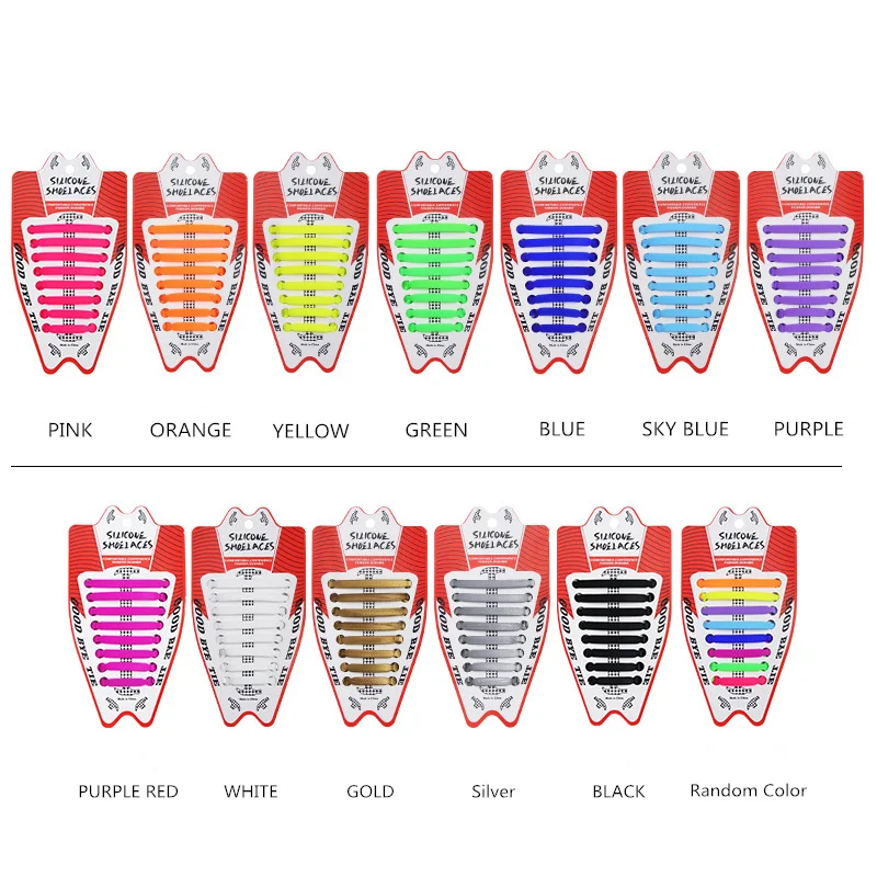 16pc/lot Silicone Elastic Shoelaces for Men Women Special Shoelace No Tie Shoe Laces Hammer Anti-shedding Kids Lacing Zapatillas