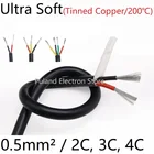 Квадратный 0,5 мм черный Ультра мягкий оболочка провод 2 3 4 ядра силиконовый резиновый кабель изолированный гибкий медный высокотемпературный кабель питания