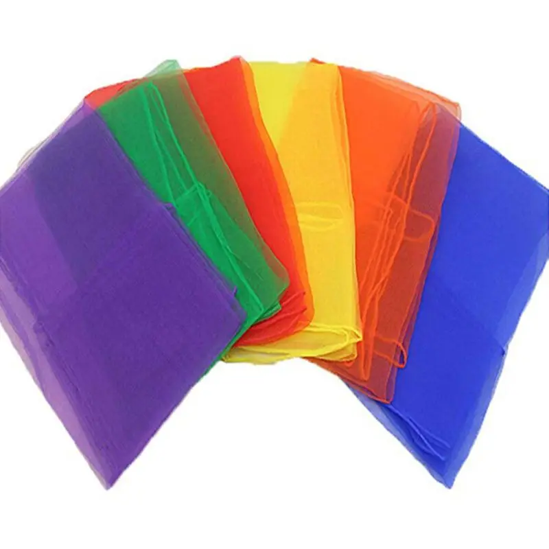 Toallas de gasa para baile y malabares, pa&ntilde;uelo de gasa pr&aacute;ctico de color caramelo para gimnasio, 6 colores-4