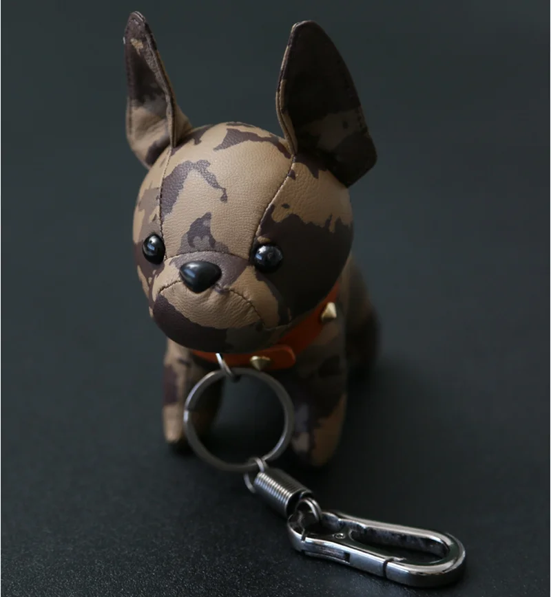 PU leather Animal French Bulldog Car key ring Pendant Handicraft Doll toys Ornament Decoration Creative souvenir birthday gift | Игрушки и