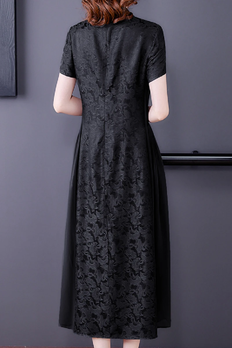

COIGARSAM 4XL Plus Size Women dress Summer Spring Dresses Red Black 5506