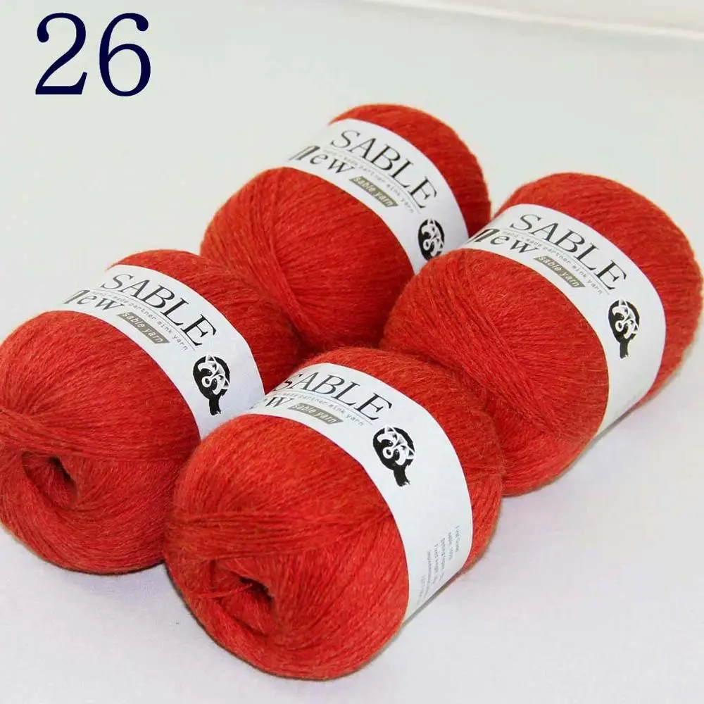 

Sale Super Soft 4X50g Pure Sable Cashmere Wrap Shawls Hand Knit Wool Crochet 243-26 Orange Red