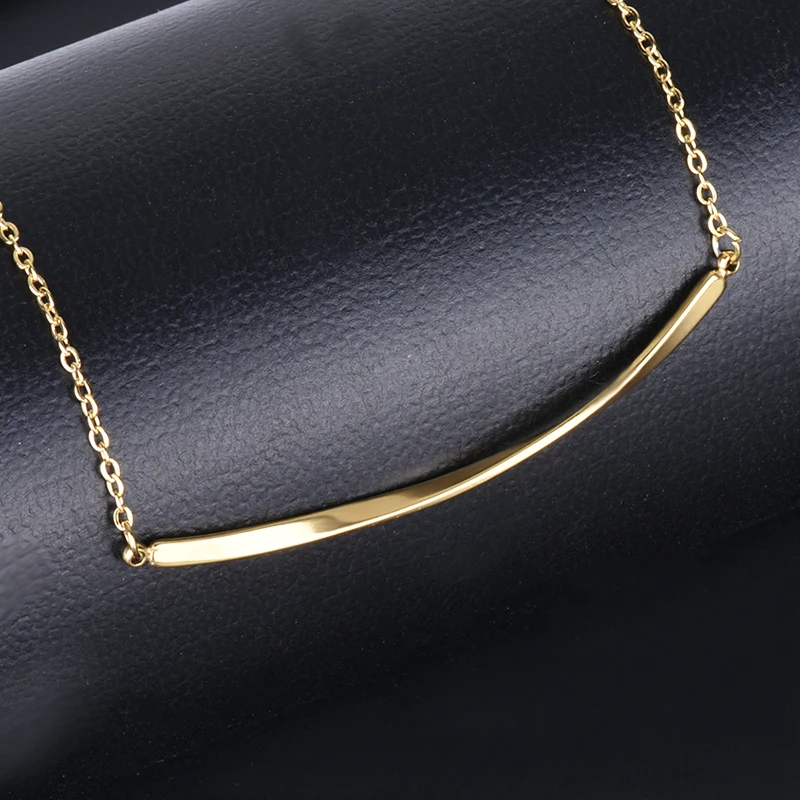 

Jeroot Gold Color O Chain Curved Blank Choker Necklace Simple Design Bar Pendant Pearl Hole Long Chain Necklace