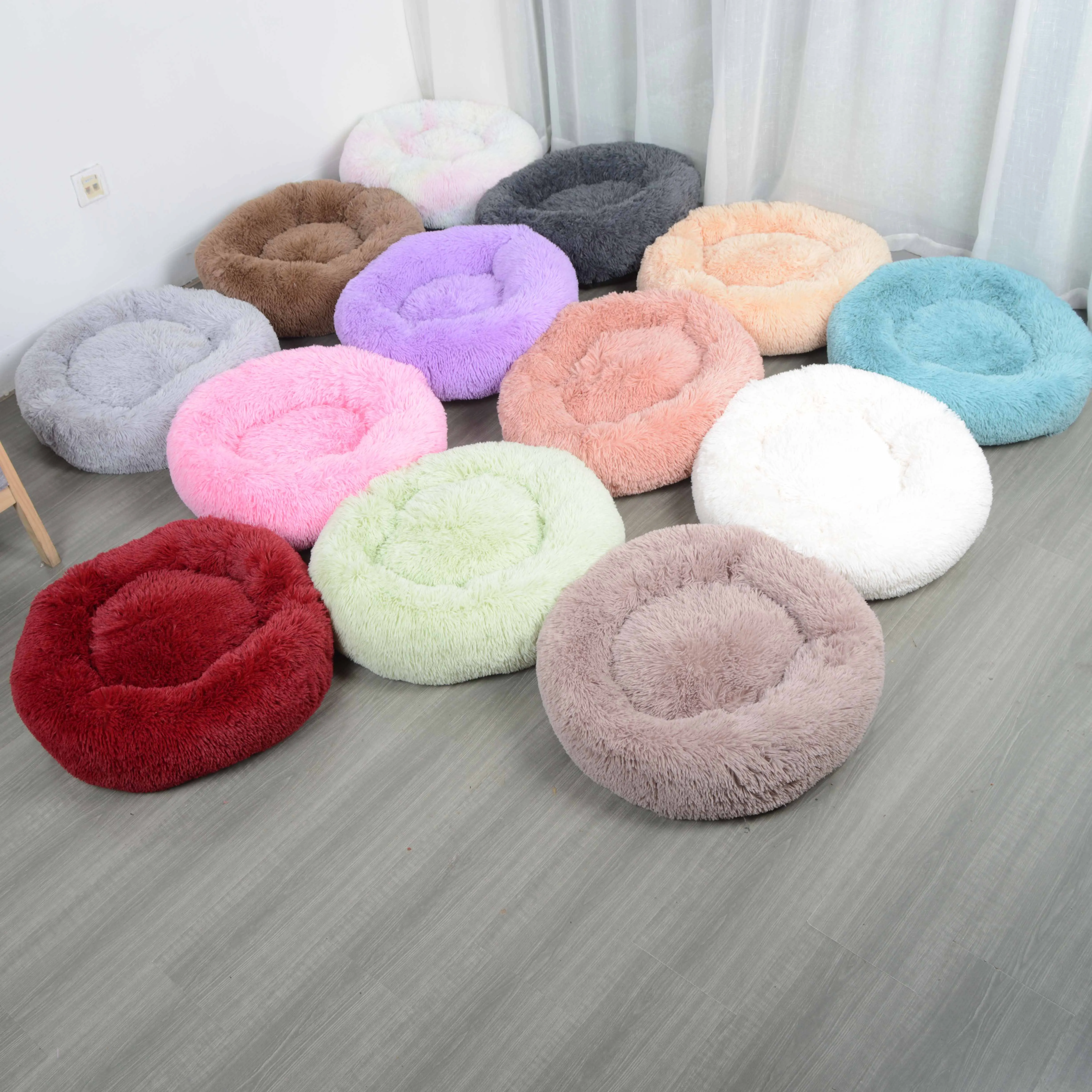 

Plush cat bed soft dog bed round cat nest warm winter sleeping pad puppy pad portable products for 40 50 60 cm cat