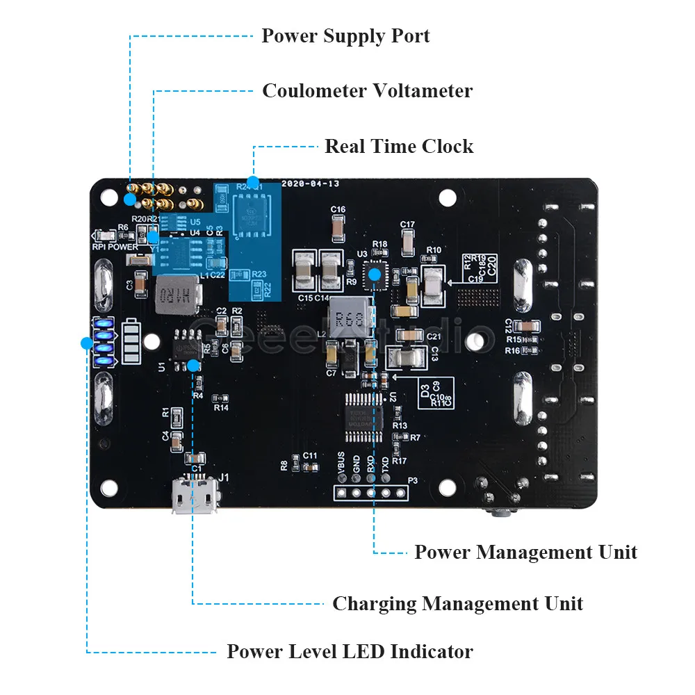 Raspberry Pi 4B/3B +/3B UPS RTC кулометр аккумулятор светодиодный индикатор источник питания