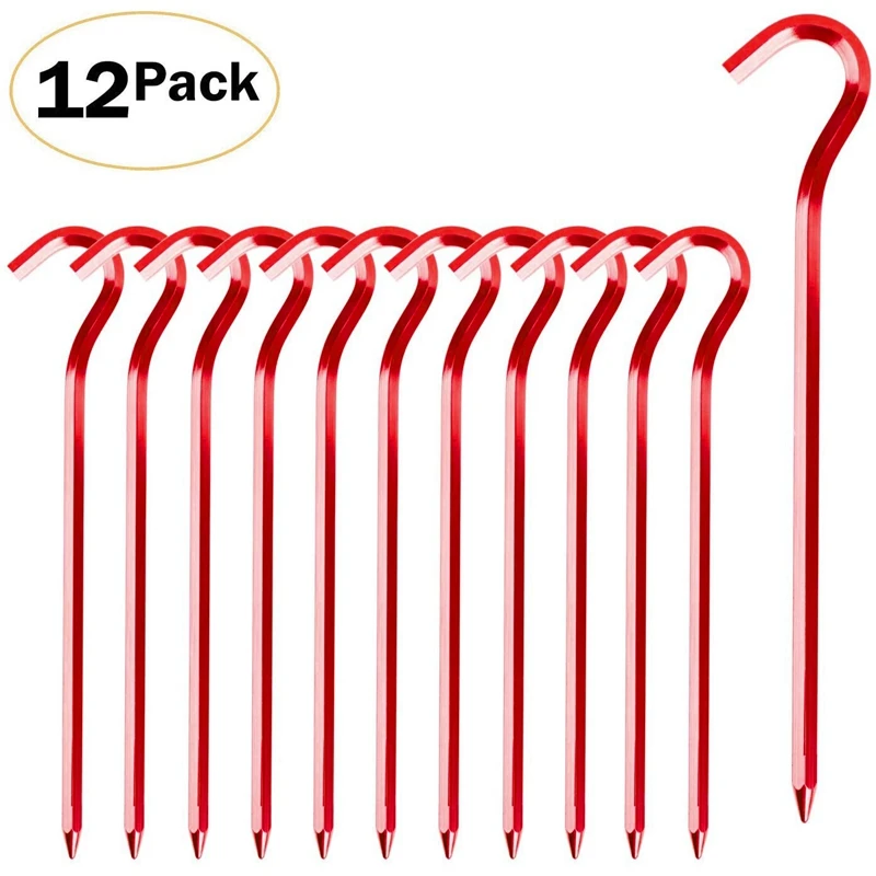 12 шт тент колышки алюминиевые палатки для с крюком шестигранные стержни гвоздей