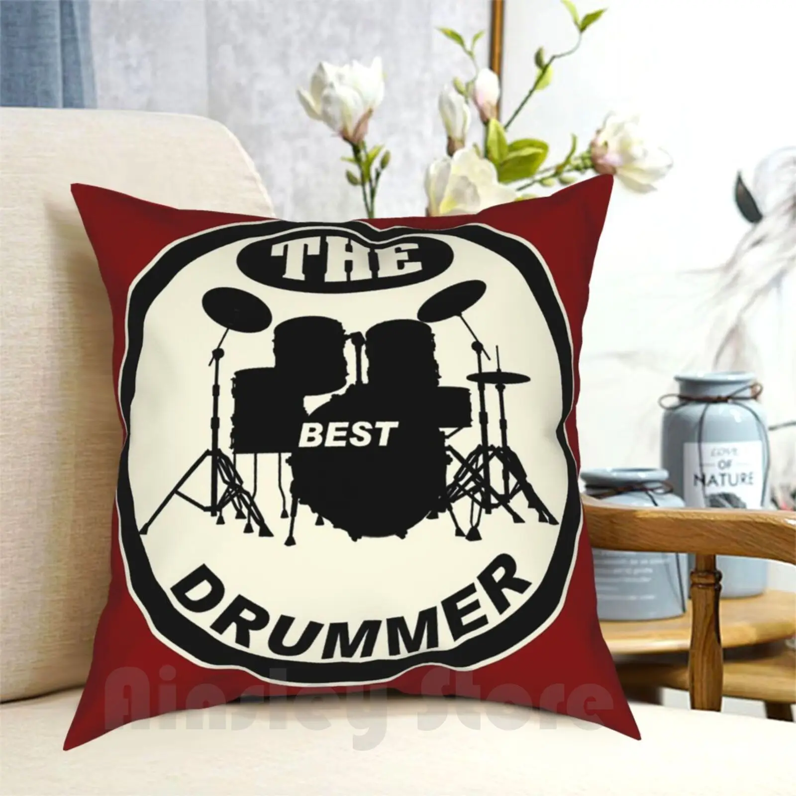 

The Best Drummer White Black Pillow Case Printed Home Soft Throw Pillow Drummer Drums Drum Percussion Musician Music
